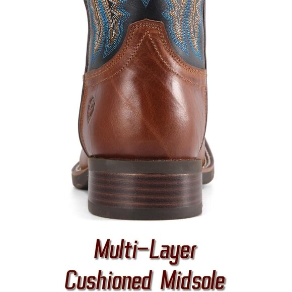 Men’s Chaga Brown Square Toe Pull On Leather Durable Classic Wellington Boots main image 5